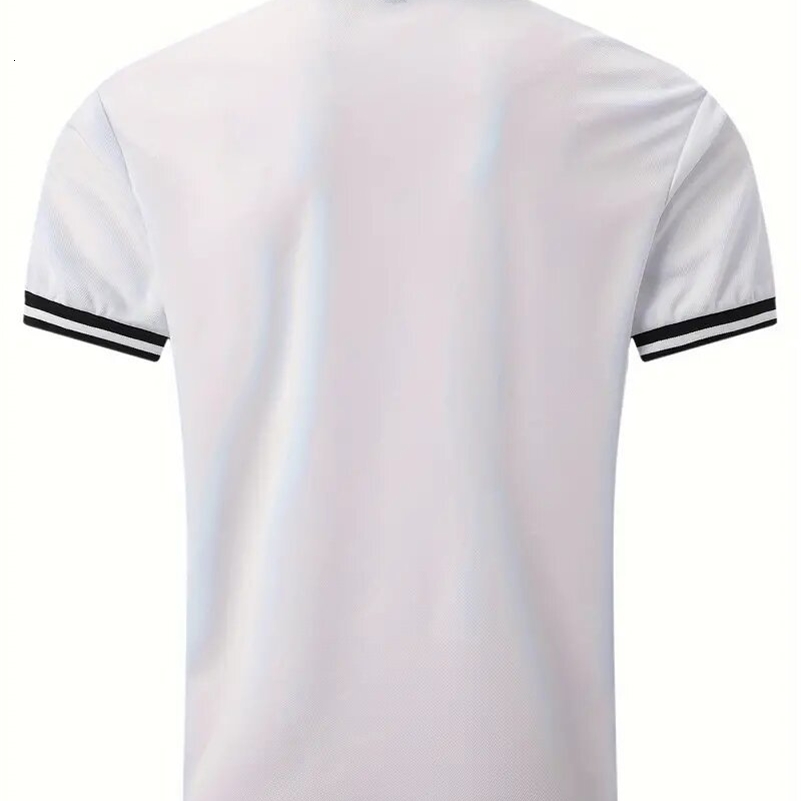 Mens summer fashion classic solid color threaded stand up collar polo shirt button mens casual versatile sports polo shirt 240819