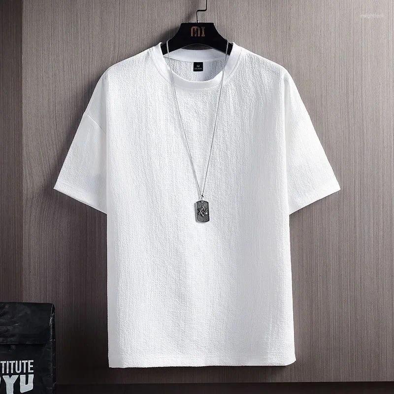 Men's T Shirts Arrival Cross-border Direct Supply Half Sleeve T-shirt Cotton Linen Blend Short Solid Color Fit Base Layer Top