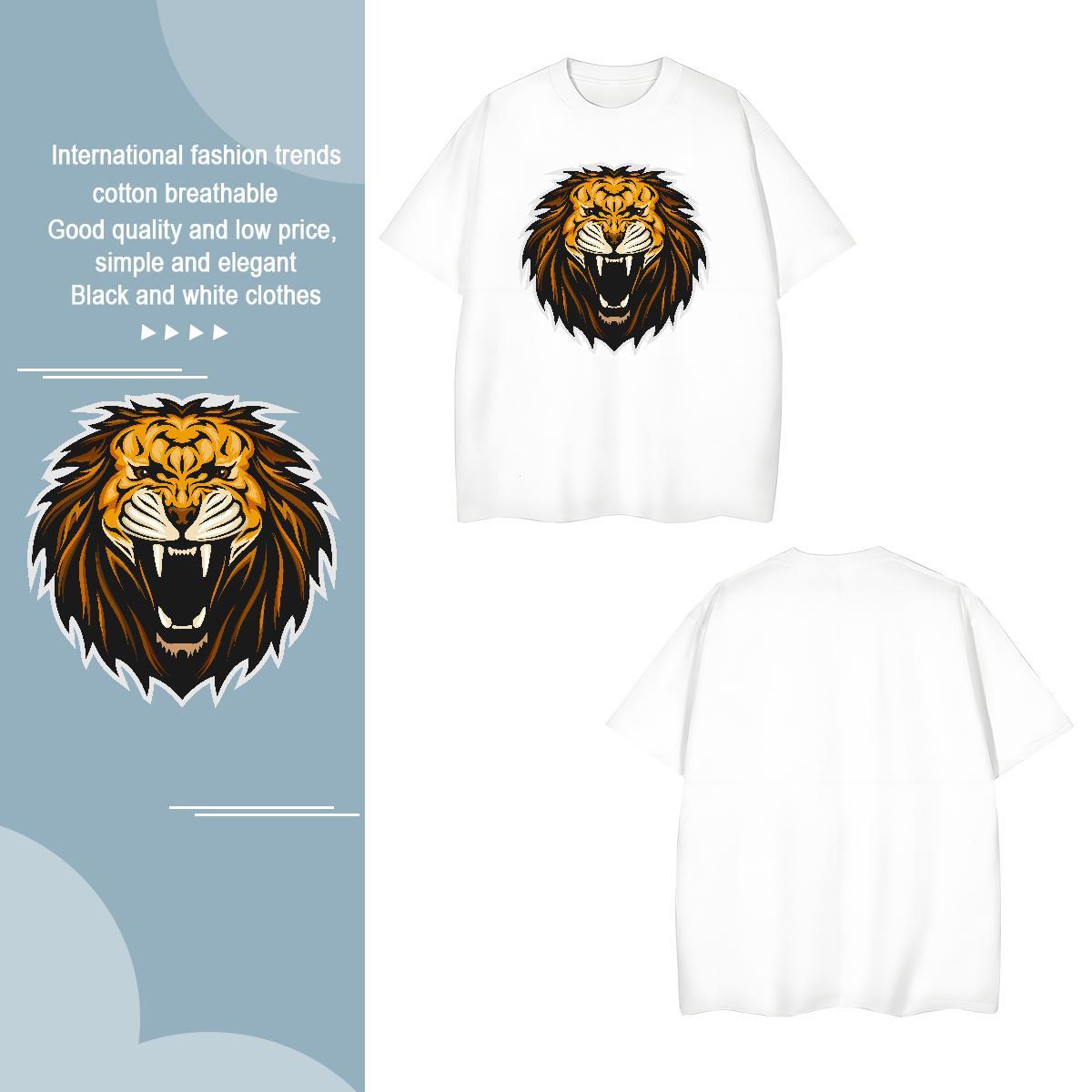 High Quality Men T Shirts lion Short Sleeve Soft Outdoor Custom Print Plus Size 230g Cotton Mens Tshirts New Designer Tees Shirts