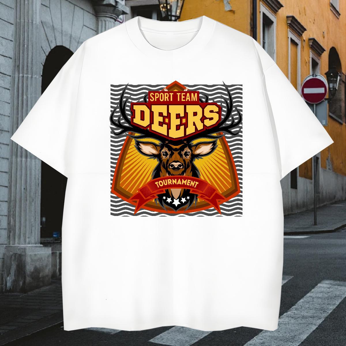 T-Shirts 230g Cotton deer Outdoor Breathable Short Sleeve Floral Print Tshirt for Man Woman Brand Classic Tees Shirts