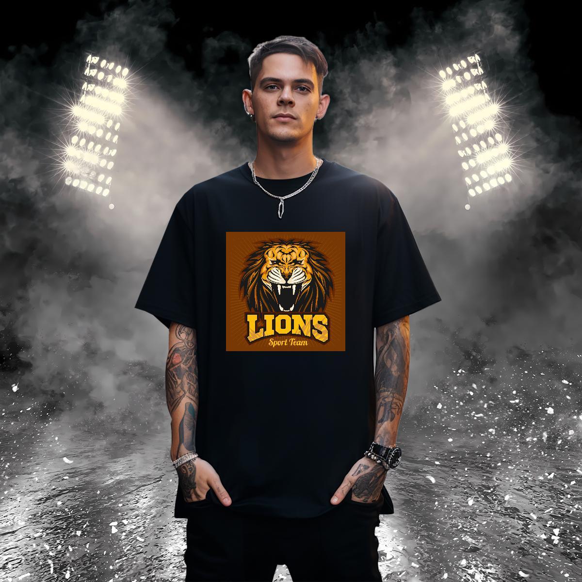 Loose Man T Shirts lion Short Sleeve O-Neck Sports Casual Plus Size Cartoon 230g Cotton Men Clothes T-Shirt DIY Customized Top Tees