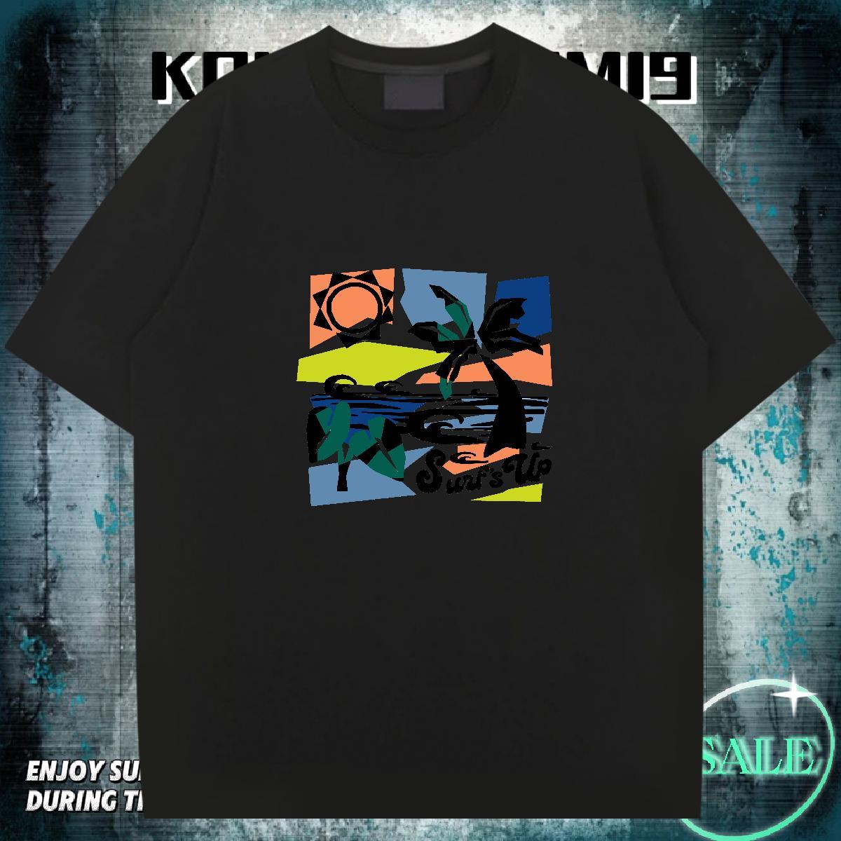 Comfortable Men Clothes T-Shirt Summer Casual 230g Cotton Graphic O-Neck Short Sleeve beach T-Shirts 2024 Tops Tees