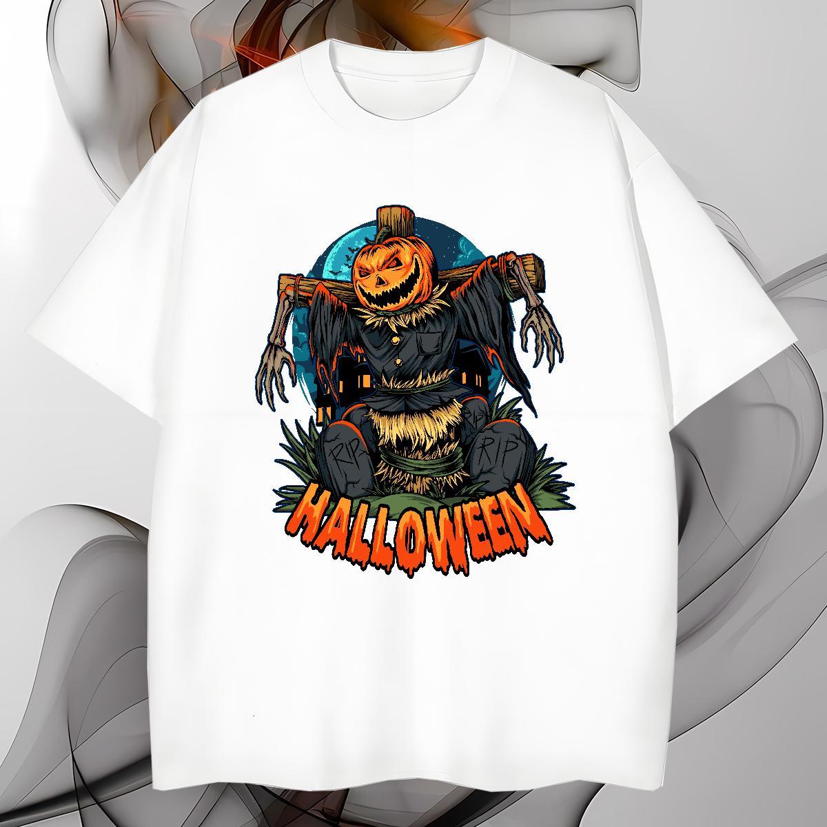 2024 Summer Men Tshirts halloween Anime Printing Street 230g Cotton Top Tees Breathable Short Sleeve High Quality Men T Shirts Customized
