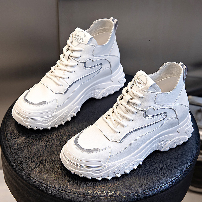 Ddmysports Spring Summer New Flat Bottom Casual Single Thick Sole Igh Top Genuine Leather Sports Versatile Little White Shoes Women S OUTDOOR
