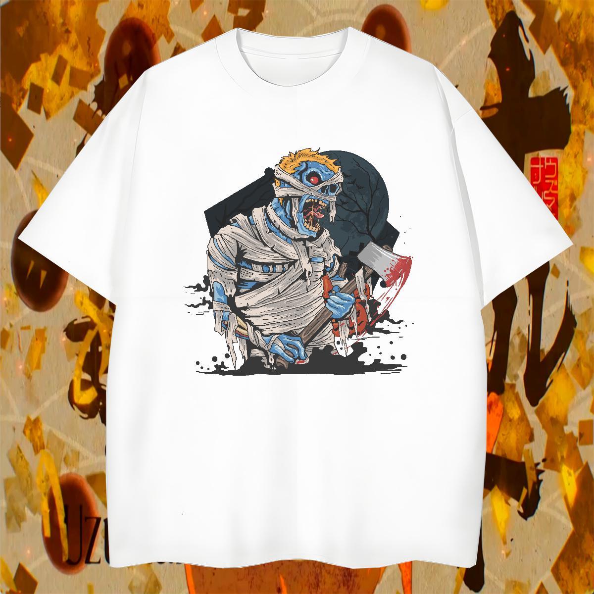Popular Men T Shirts zombie O-Neck Short Sleeve Sport Custom Cartoon 230g 100% Cotton Tshirt for Man Woman New Arrival Tshirts