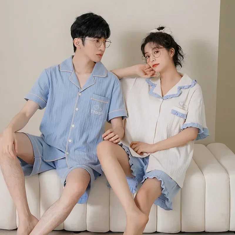 Nighttime New Knitted Pajamas Summer Set Womens Couples Pajamas Home Cotton Cardinals Sweaters Mens Casual PajamasW240719