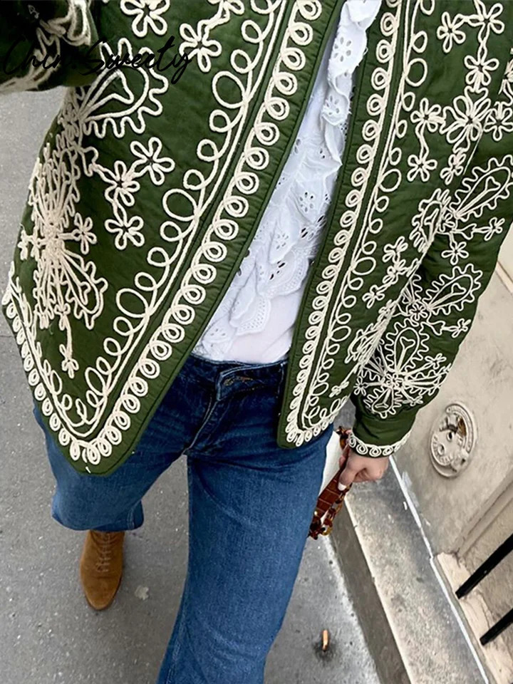 Autumn Floral Printed Short Coats Casual O-neck Long Lantern Sleeve Cardigan Women Jackets Lady High Street Outwears 240819