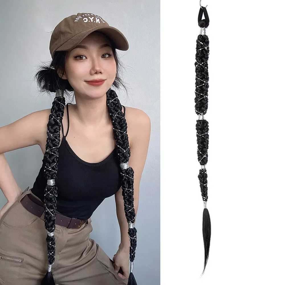 Ultra long Boxing Synthetic Hair Braided Wig Ponytail Hot Girl Cross Chain Female Hair Extension Photo Prop W240817