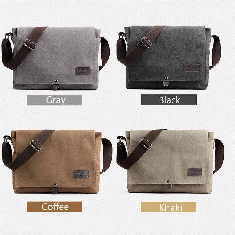 Mens Canvas Messenger Shoulder Crossbody Bags Man Fashion Cross Body Bag Casual Solid high workmanship Male Bag bolso 240819