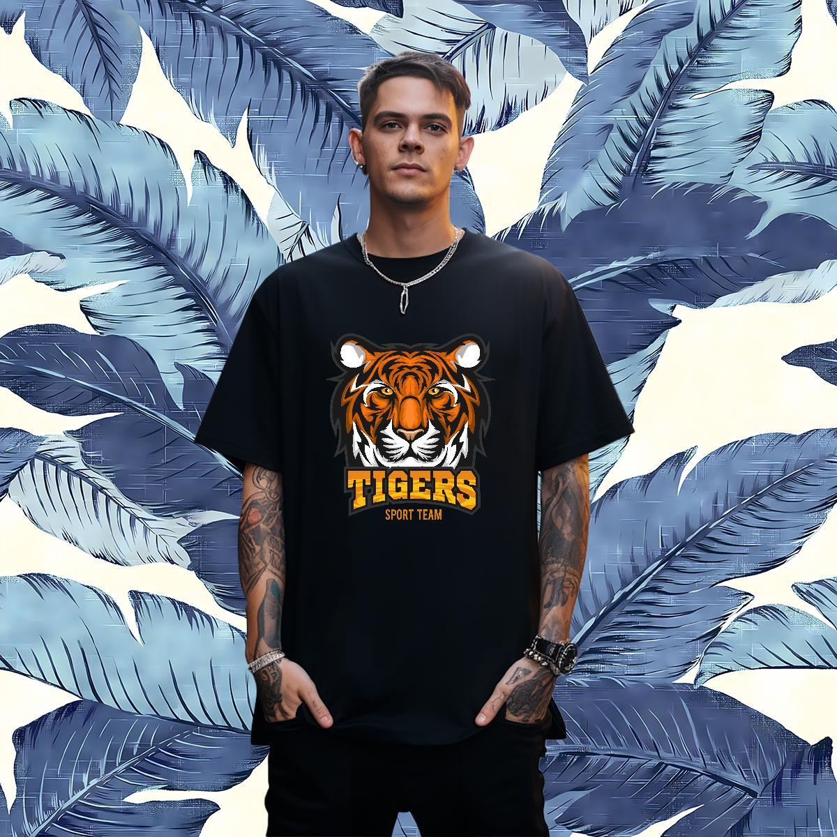 Comfortable Mens T Shirts tiger Breathable Casual Beach Customized 230g Cotton Men Clothes T-Shirt Classic Casual Clothings