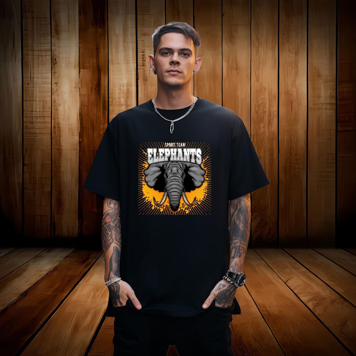 T Shirts Men 100% Cotton 230g elephant Casual Beach Breathable Soft Custom Printing Mens Tshirts Free Shipping Unisex Tops Tees