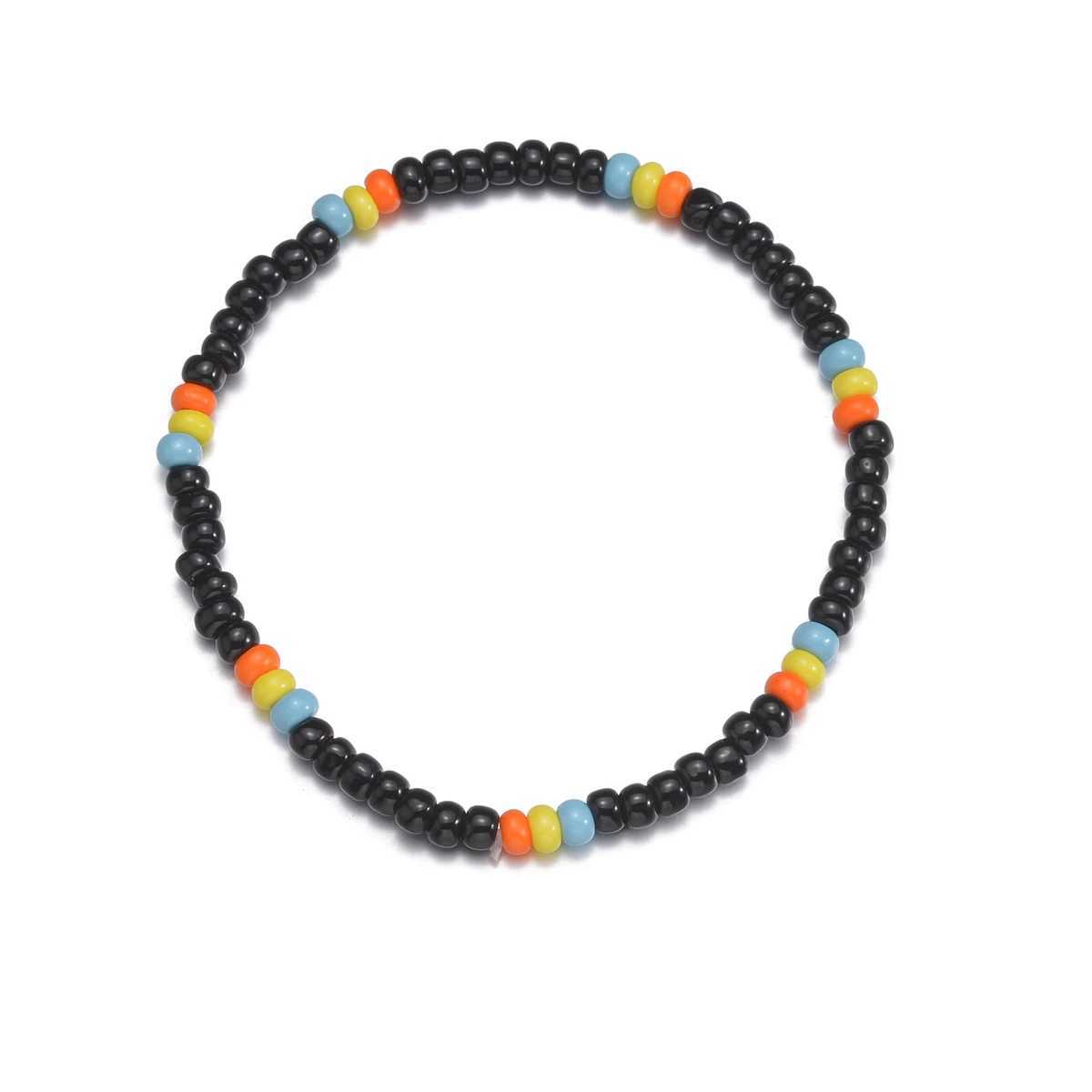Holiday Beach Style Black Beaded Mixed Matching Colored Rice Beaded Womens Foot Chain W240815