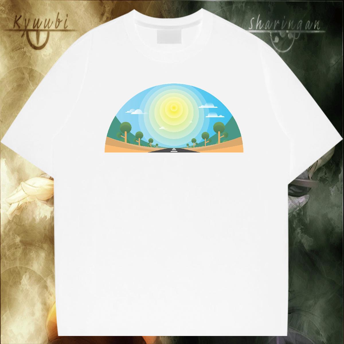 Brand Men Tees Street Wear 100% Cotton 230g Cartoon Print Round Neck Short Sleeve sky Mens T Shirts New Designer Tee Shirt