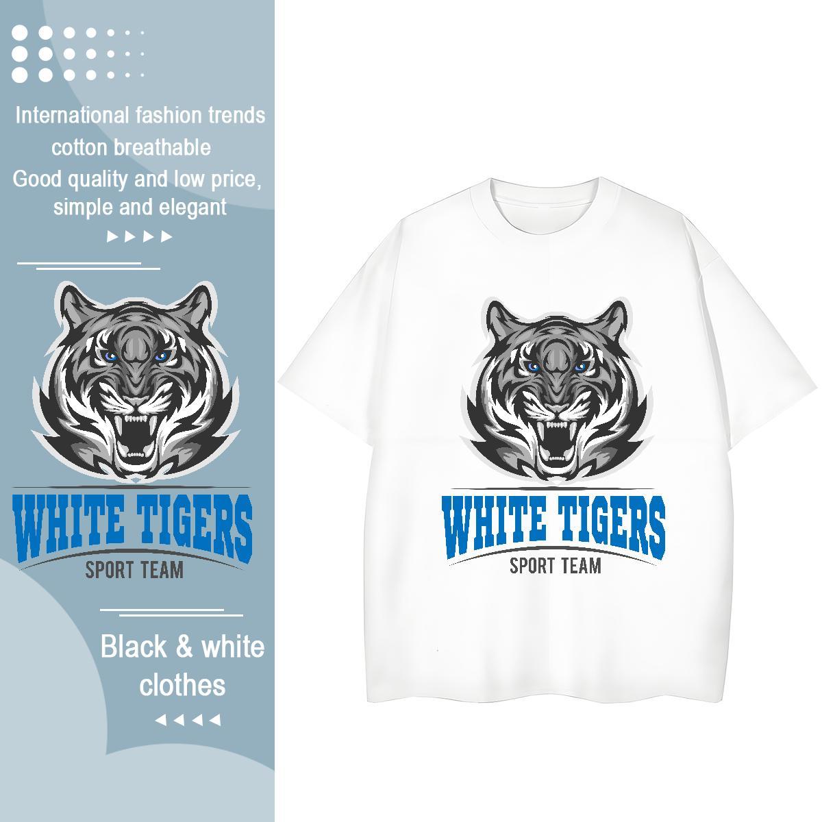 2024 Woman T Shirts Breathable 230g Pure Cotton Women Tshirts Cartoon Floral Printing tiger Casual Sport Wholesale Tee Shirt