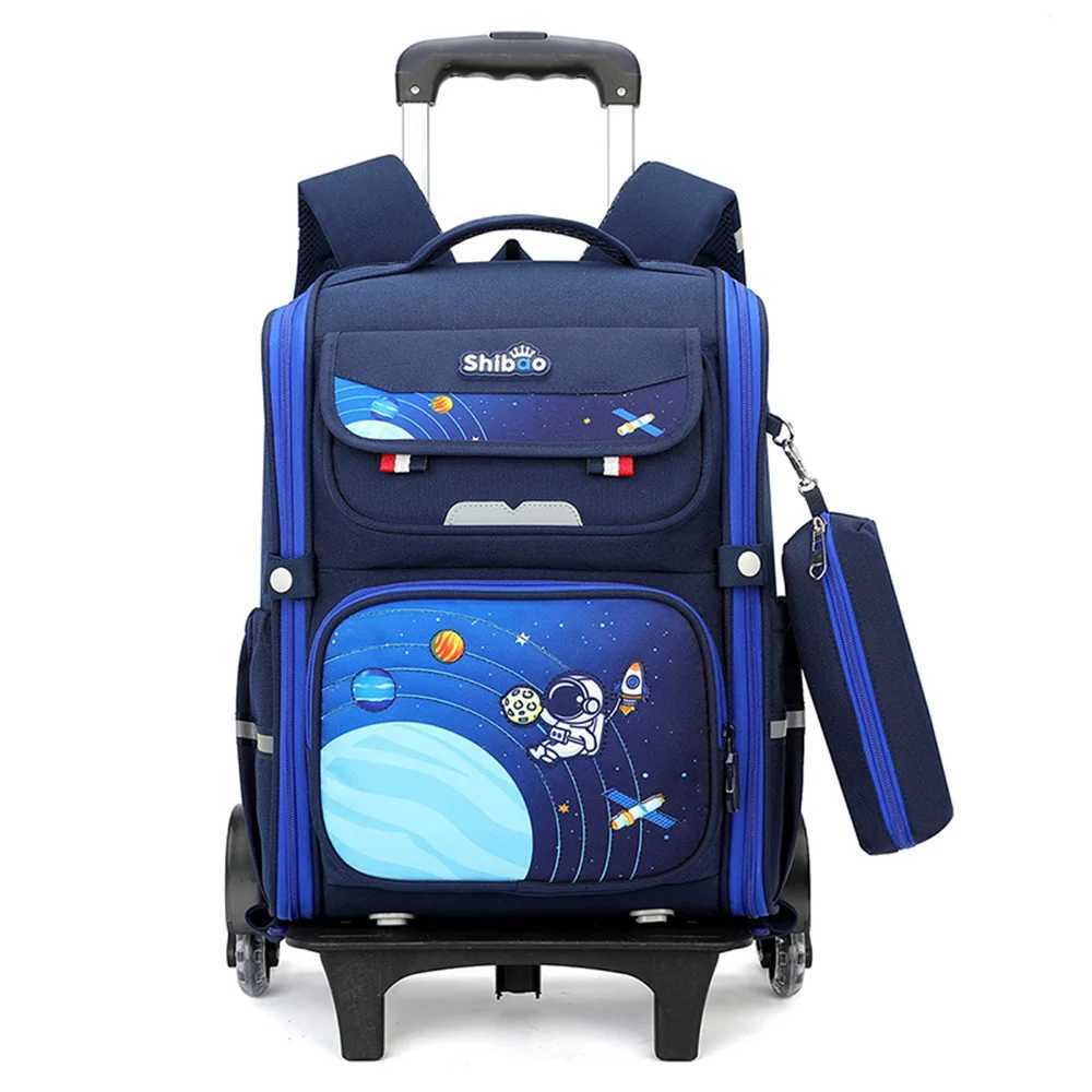 Butterflies Rolling Backpack for Girls Kids School Backpacks with Wheels Water Resistant Printed Roller Wheeled Bookbag Y240820