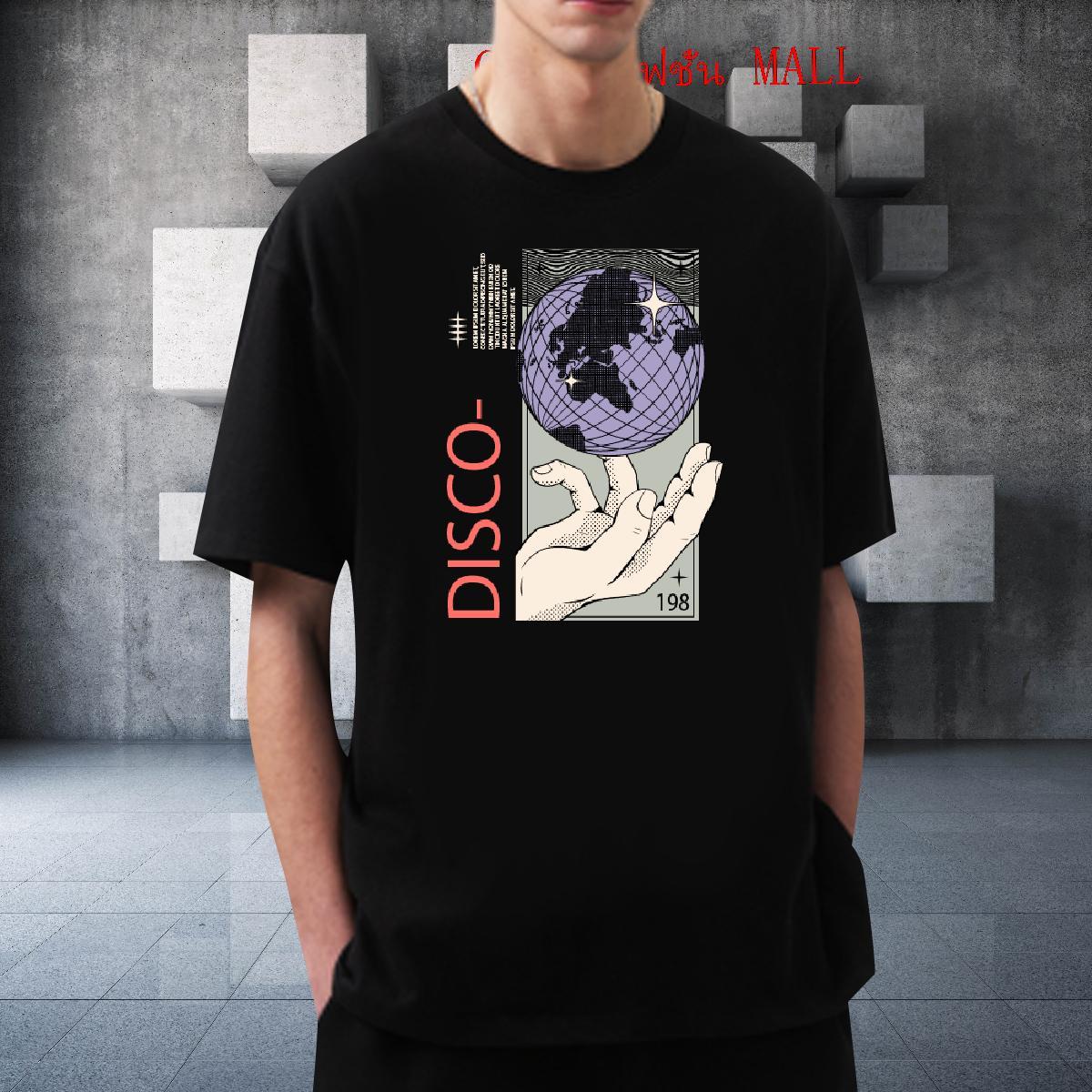 TOP Quality Mens Tshirts Street Casual 230g Cotton DIY Breathable Crew Neck disco T-Shirts Brand Tops Tees
