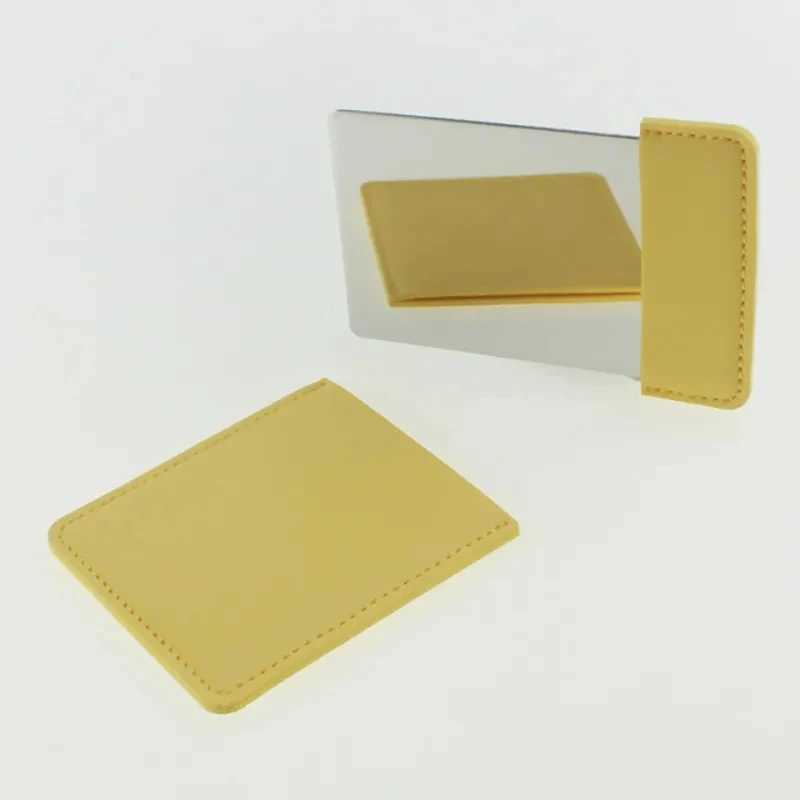 Ultra-thin Cosmetic Mirror Stainless Steel Shatter-Proof Portable PU Leather Sleeve Pocket Card Mirror Makeup Y240819