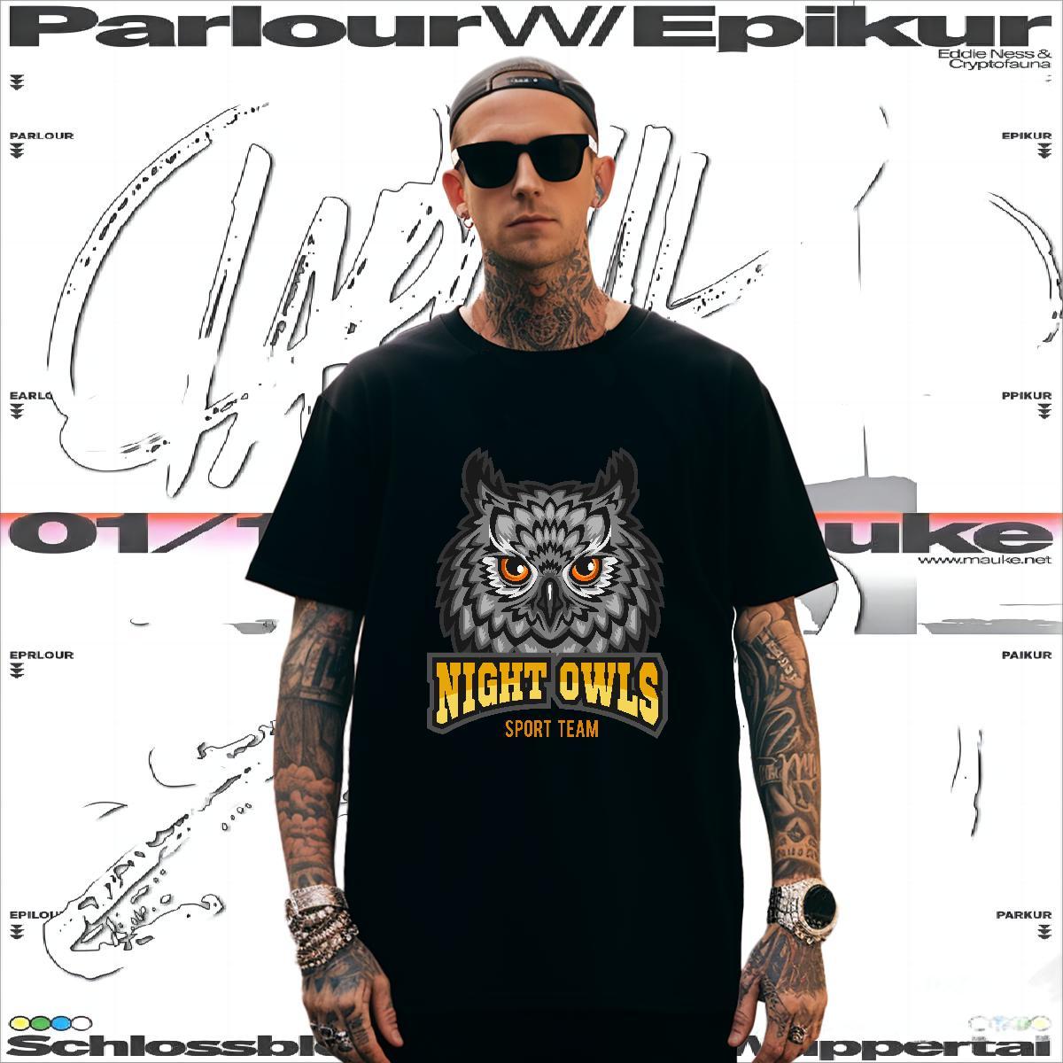 Free Shipping Men T Shirts owl O-Neck Short Sleeve Spring Summer Custom Printed 230g Cotton Couples T Shirts Stylist Top Tees