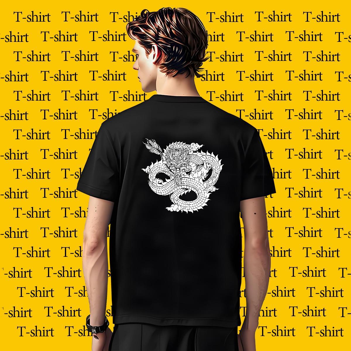 Men T Shirts 100% Cotton 230g dragon Street Wear Short Sleeve O-Neck DIY Couples T Shirts Designer Fashion Wholesale Tees