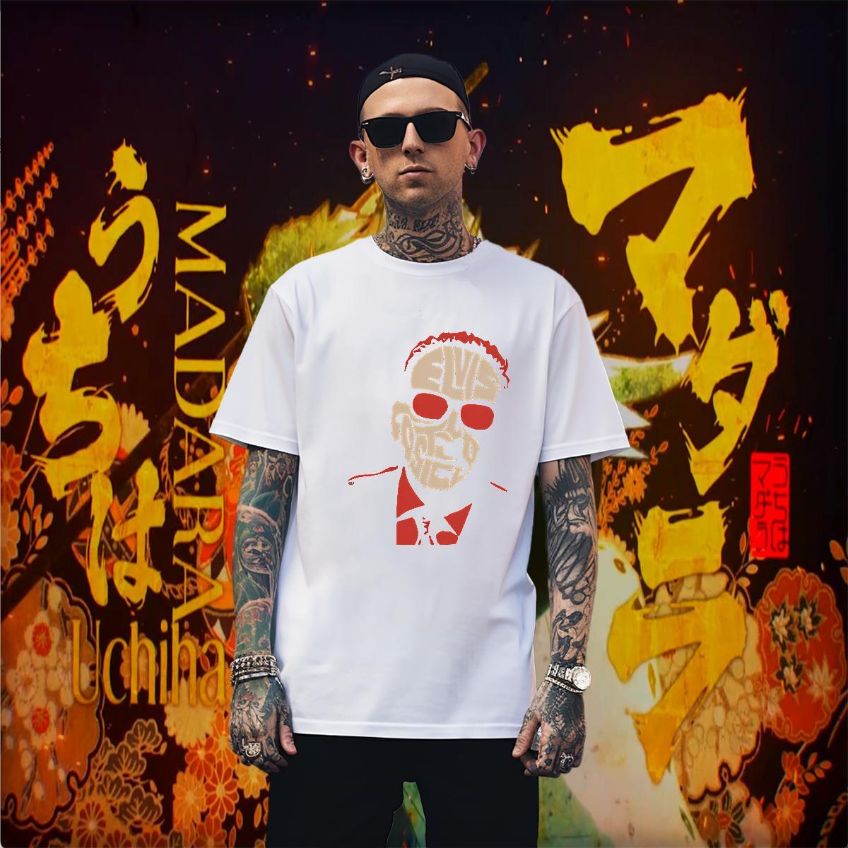 Men T Shirts 230g Cotton scary Outdoor Round Neck Short Sleeve Skull Couples T Shirts Casual New Soft Tops