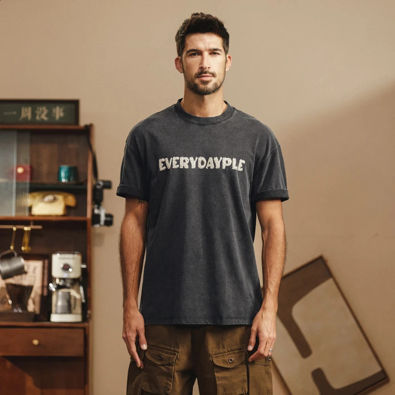 Combined Cotton elastic short sleeved Tshirt suitable for mens fashionable highend versatile print summer street loose fitting top 240827