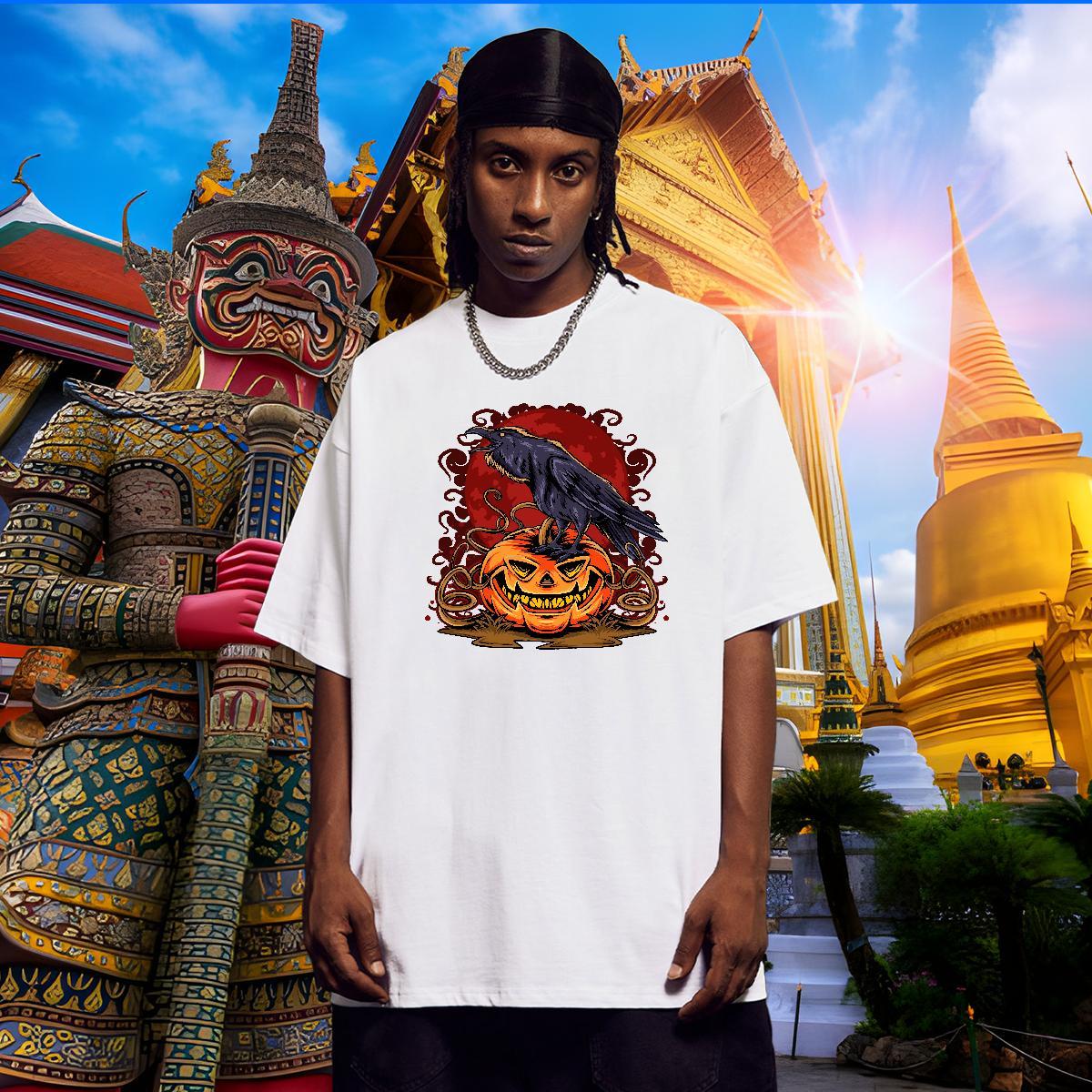 Cool Design T Shirt For Man eagle Breathable Short Sleeve High Street Hip Hop Graphic 100% Cotton 230g Men Tshirts DIY Customized Clothes