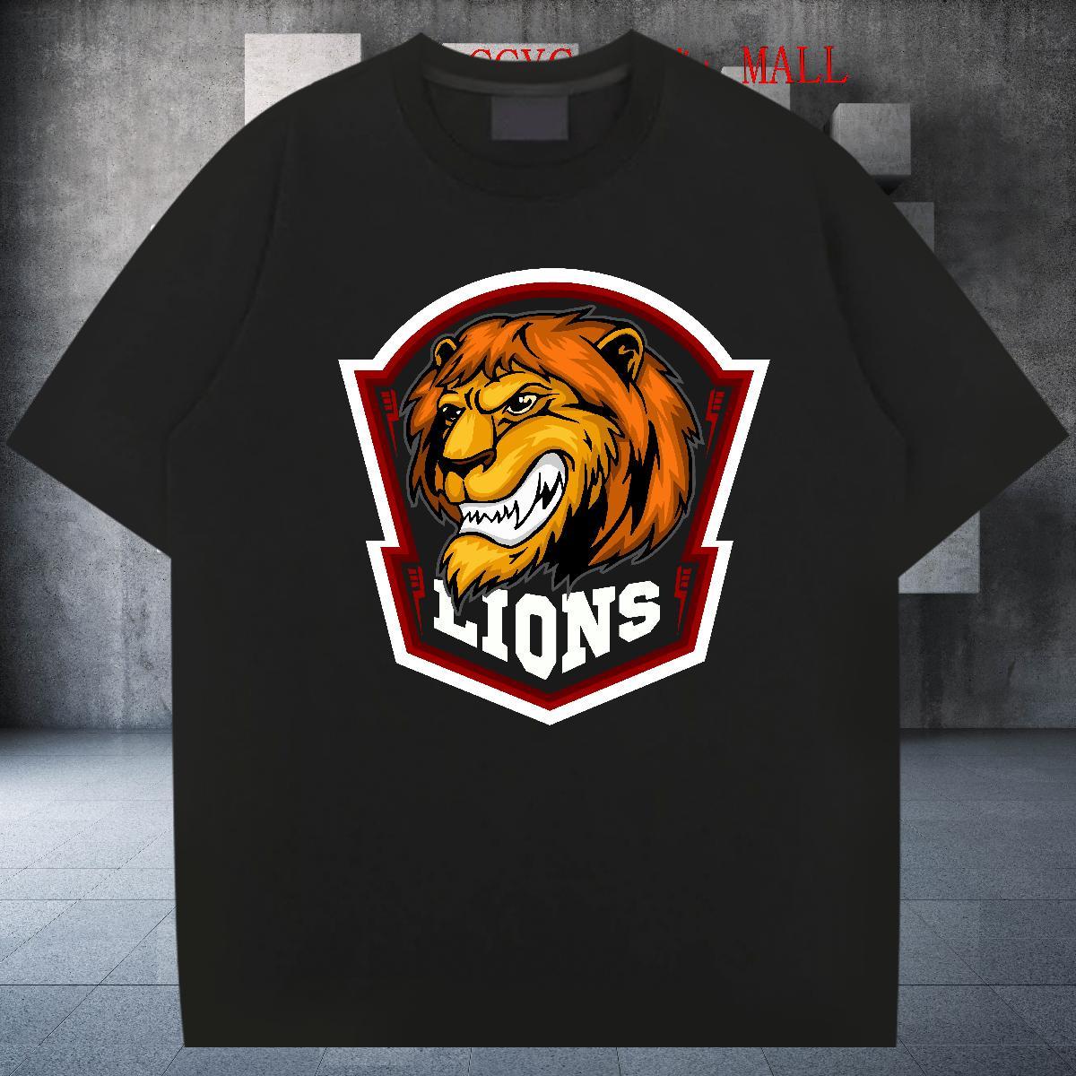 High Quality lion Men T Shirts Hip Hop Men Tops Tees 230g Pure Cotton Free Shipping Breathable Crew Neck Anime Print Clothings