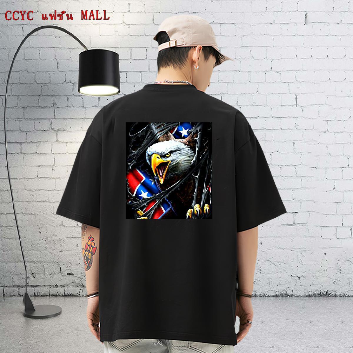 New Men Tops Tees eagle Street wear Hip Hop 230g Cotton Tshirts Breathable Short Sleeve Loose Men T Shirts Cartoon Printing L-4XL