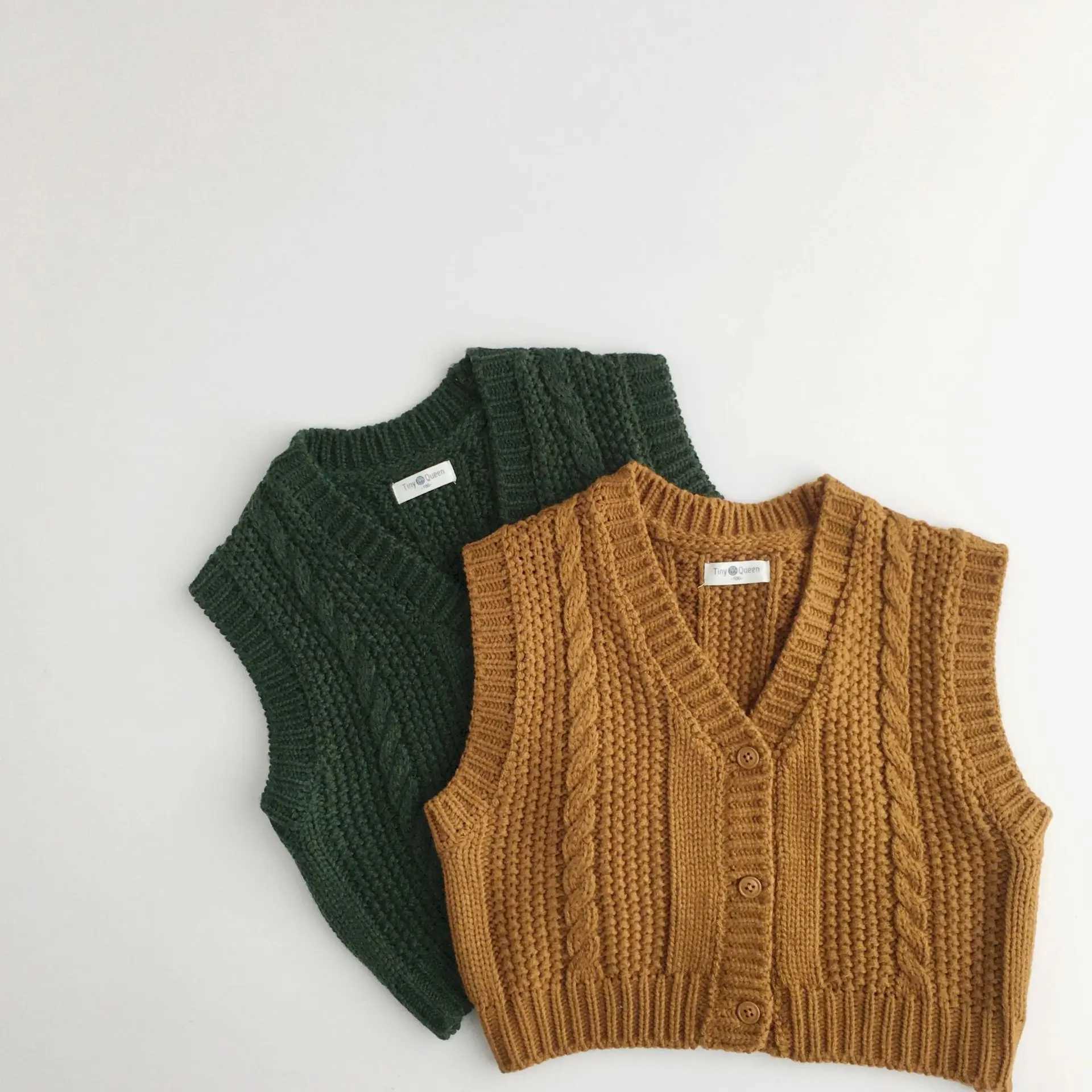 Autumn Winter Kids Sleeveless Sweater Kids Sweater Printing Knitted Cardigan Vest For Boys Girls School UniformXJ240819