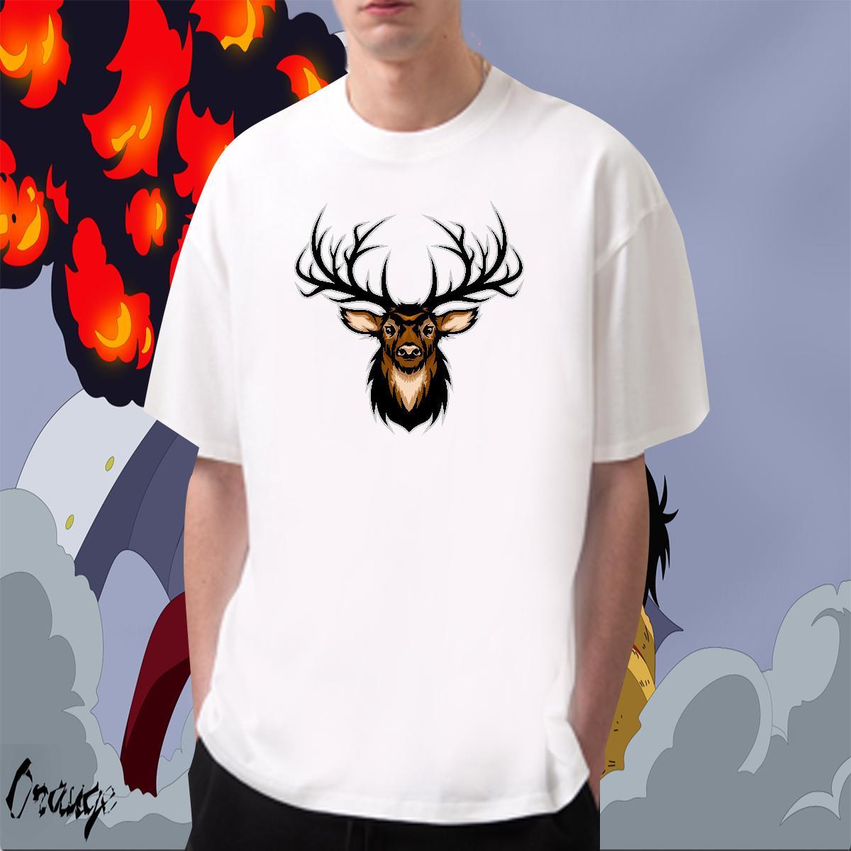 Comfortable Tshirts Casual 230g Cotton Custom Anime Breathable Short Sleeve deer T shirt New Designer Tops Tees