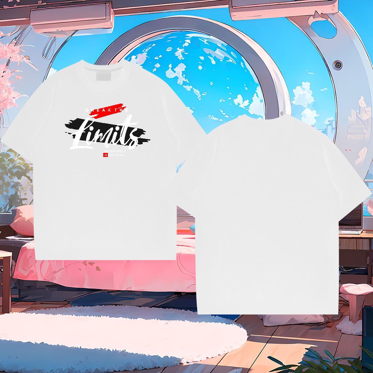 Free Shipping letter 230g 100% Cotton Tshirts Street Casual Breathable Short Sleeve T shirt New Designer DIY Anime Wear