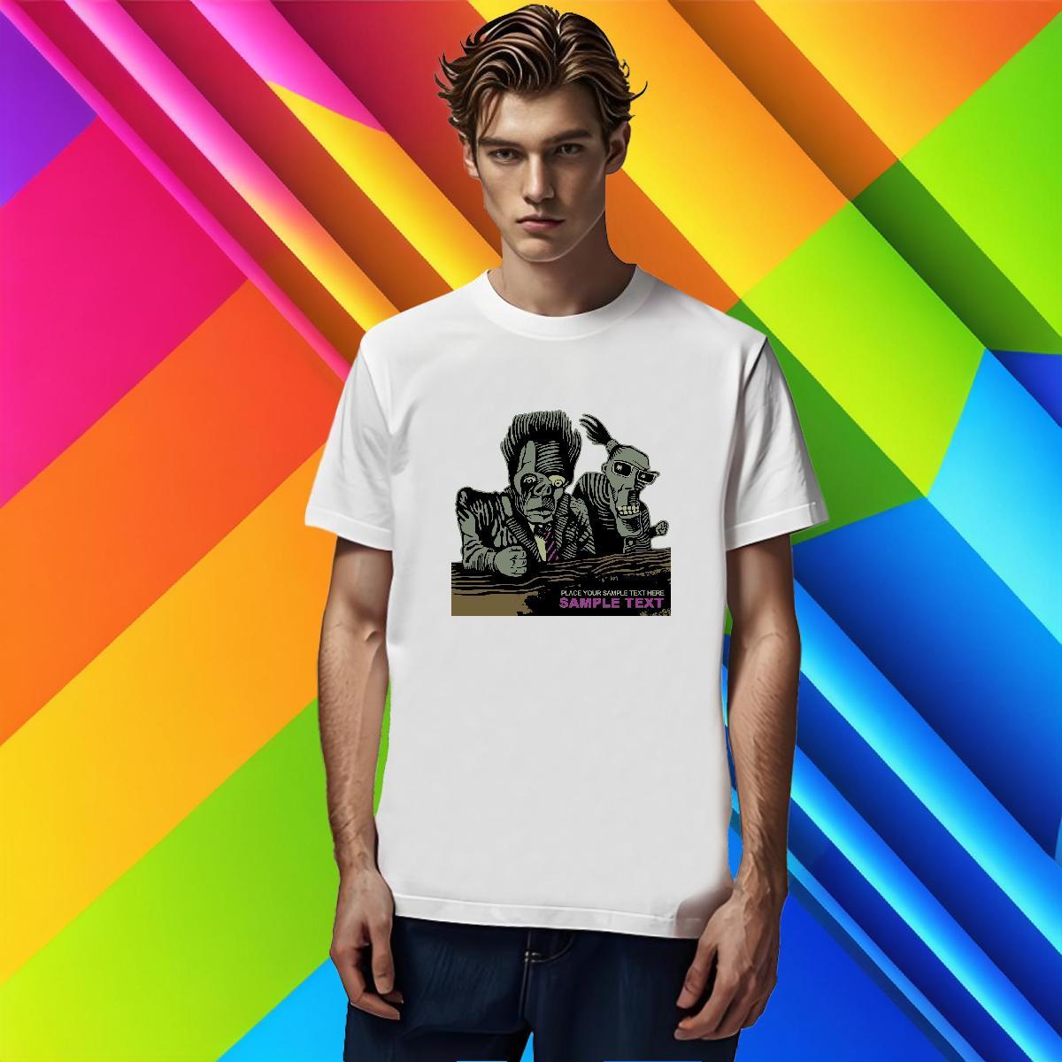 T Shirt For Man 230g Pure Cotton scary Street Breathable Crew Neck Cartoon Printing L-4XL Men Clothes T-Shirt Classic Cool Polos
