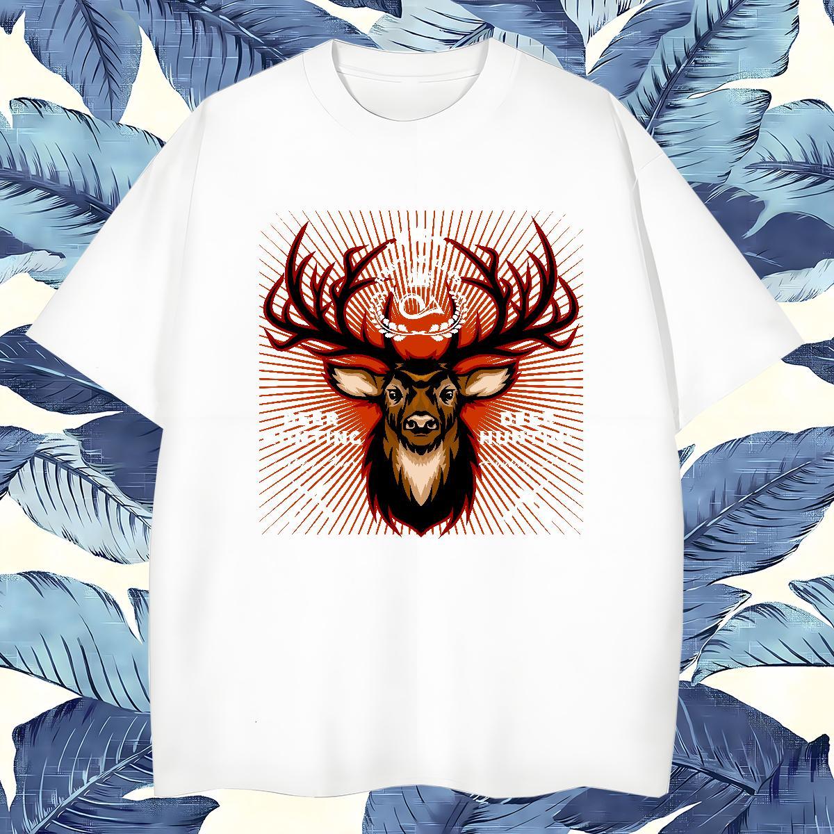 Classic T Shirt For Man deer Breathable Short Sleeve Hip Hop Custom Print Plus Size 100% Cotton 230g Mens Tshirts 2024 Clothings