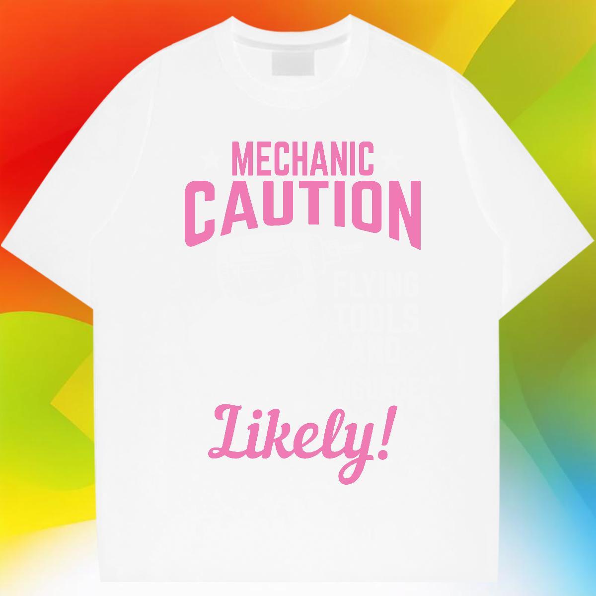 Popular Men Tshirts Hip Hop 230g Cotton Custom Big Size Breathable Short Sleeve mechanic caution Mens T Shirts Classic Casual Tops