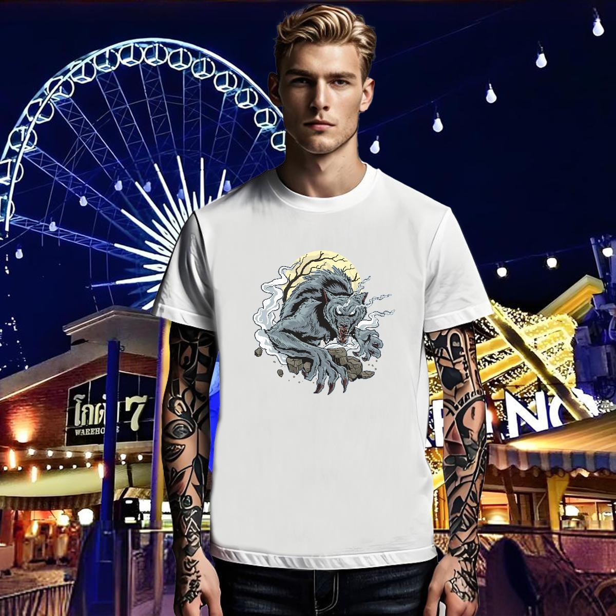 New Men Tees moon Street Wear 230g Cotton Tops Breathable Short Sleeve Wholesale T Shirts Men DIY