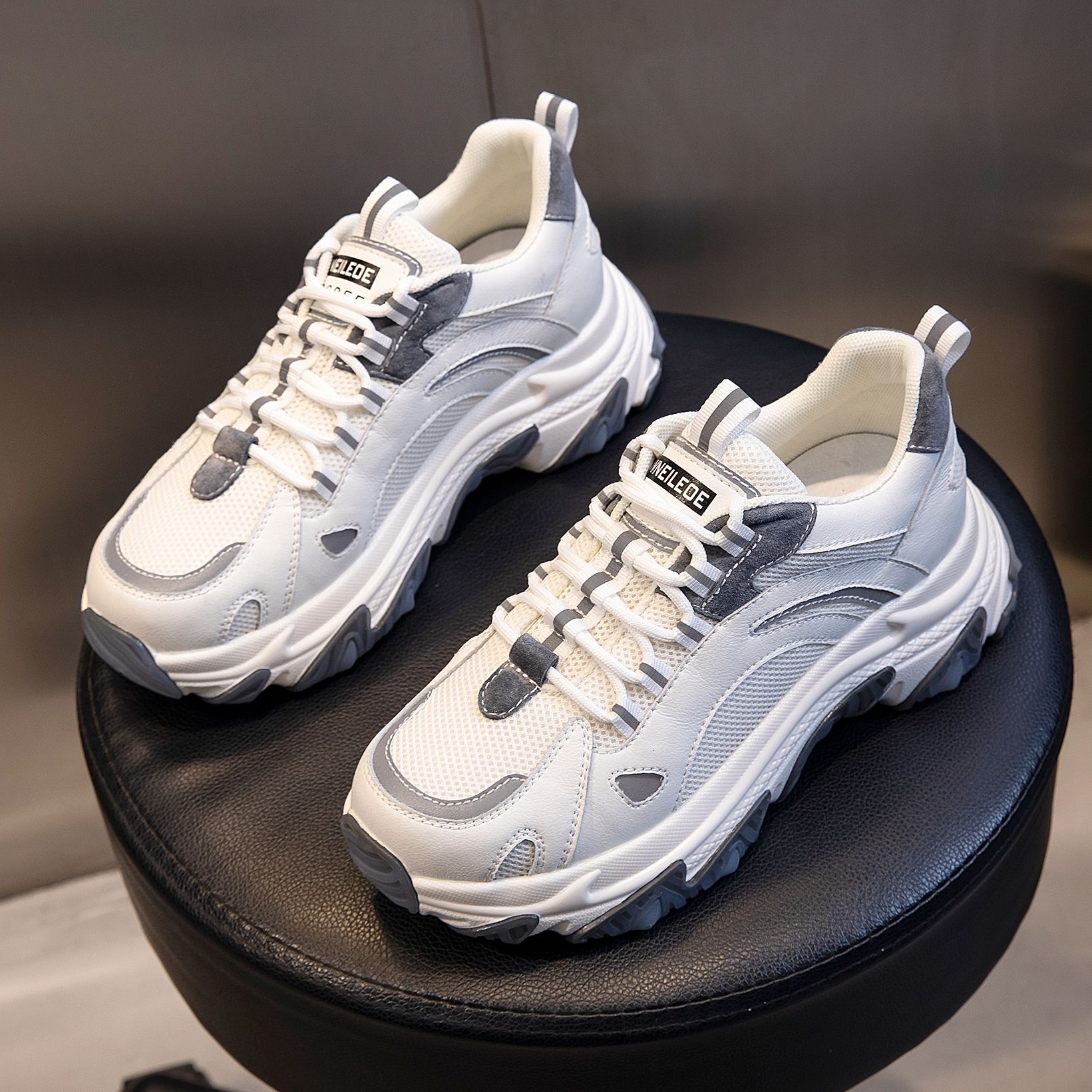 Ddmysports Absorbing Film Sole Sports Women In Autumn New Thick Soled Casual S For Running Height Increasing Breathable Leather Dad Shoes OUTDOOR