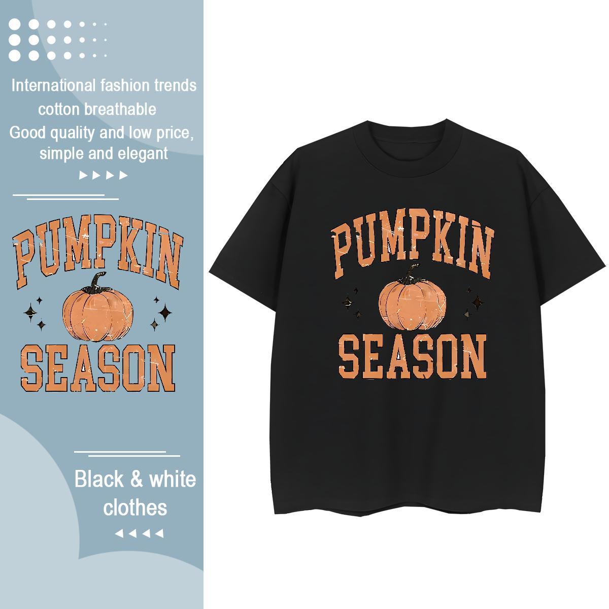 Loose Fit Men T Shirts pumpkin O Neck Short Sleeves Casual Beach DIY Anime 230g 100% Cotton Men Clothes T-Shirt Fashion Casual Tops Tees