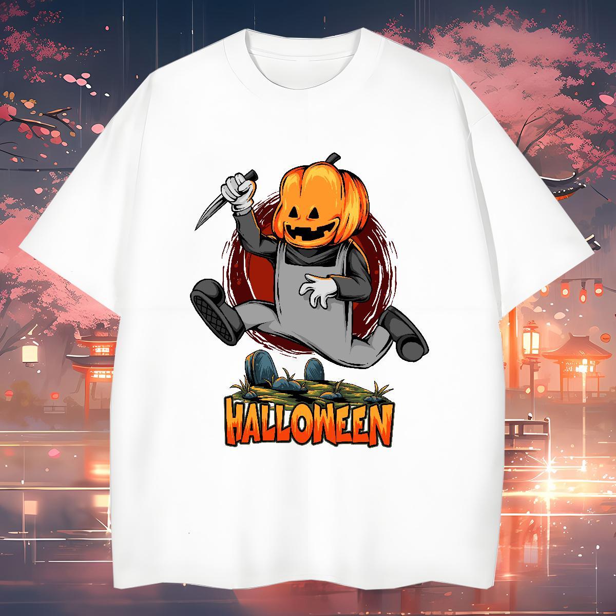 Brand Men T Shirts halloween Crew Neck Breathable Outdoor Custom Cartoon 230g 100% Cotton Mens Tshirts Classic Casual Tee Shirt