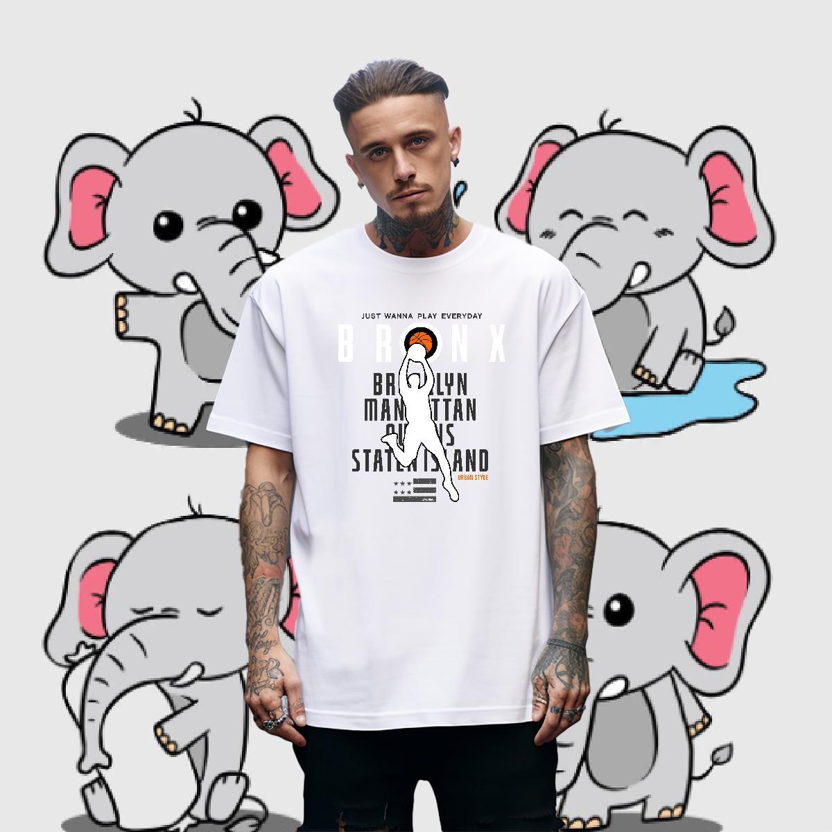 Classic Casual basketball Tshirts 100% Cotton 230g T Shirt For Man Black White Home Outdoor Breathable Short Sleeve Unisex Clothes