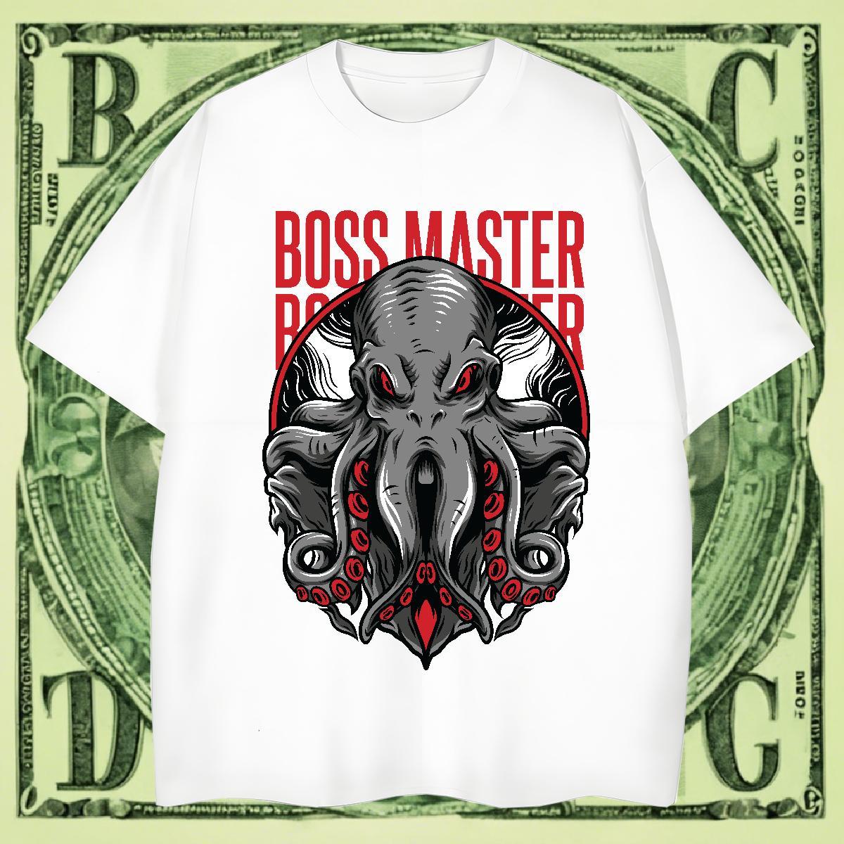 Comfortable Men Tops Tees Beach 230g Cotton Skull Breathable Short Sleeve Terror octopus T Shirt For Man Stylist Wear