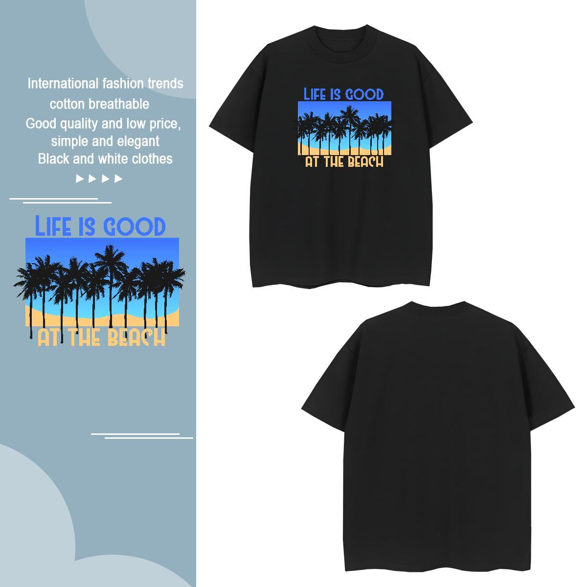 TOP Quality beach 100% Cotton 230g Men Tees Summer Casual Breathable Crew Neck T Shirt For Man Customized Oversized 3XL 4XL Tee Shirt