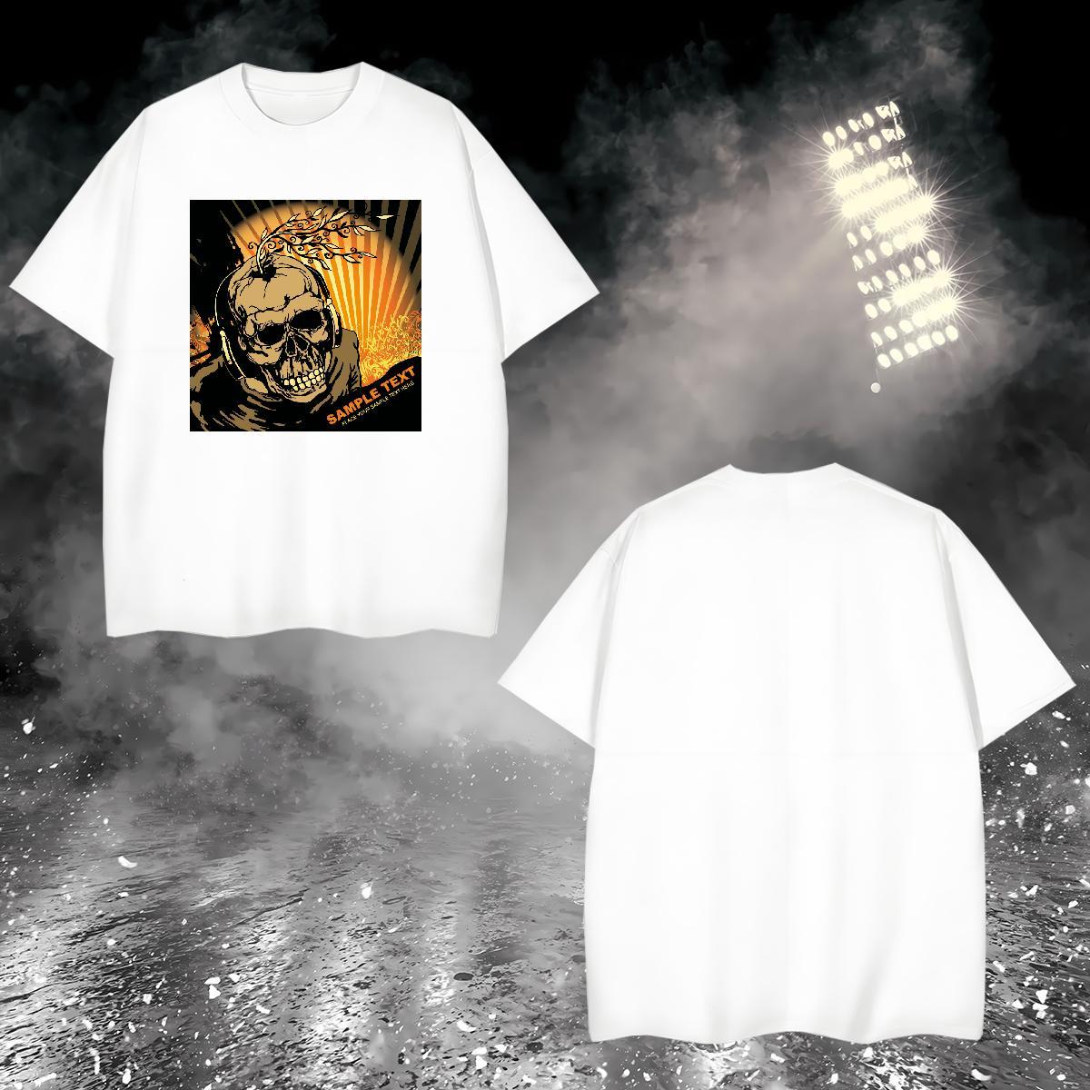 Men T Shirts 230g Pure Cotton scary Casual Crew Neck Breathable Custom Printed Men Tshirts New Wholesale Clothings