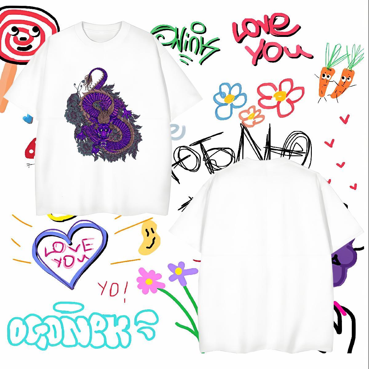 High Quality dragon T-Shirts Anime Printing Street Men Tshirts 230g Cotton New Pure Cotton Customized Tees Shirts