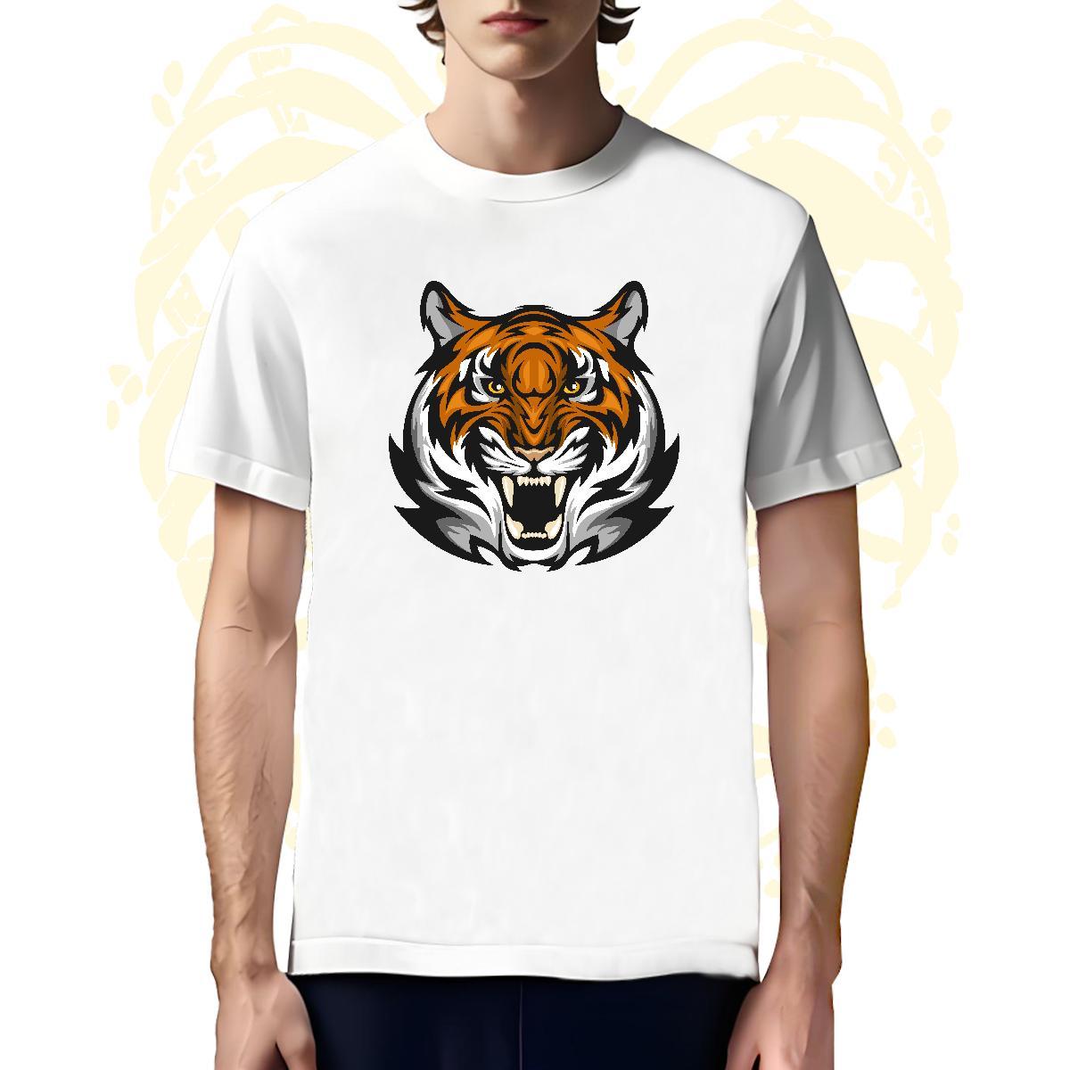 Comfortable T shirt tiger Breathable Crew Neck Street Wear Anime Print 230g 100% Cotton Couples T Shirts New Designer Polos