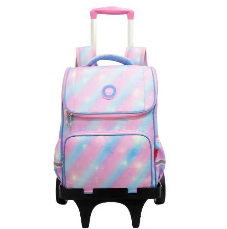 Kids School Rolling Backpack Bag on wheels Children School Wheeled Backpack bag For Girls Trolley backpack Bag for students bag Y240820