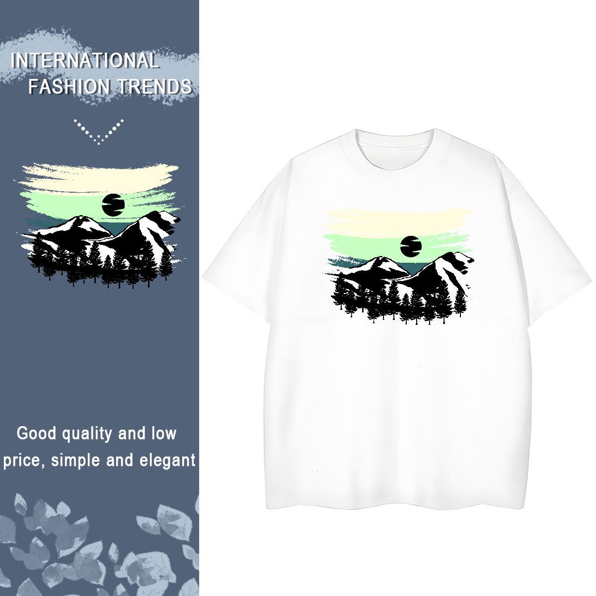 TOP Quality Tshirt for Man Woman Spring Summer Crew Neck Tops Female 230g Cotton mountains DIY Anime Printed Women T Shirts