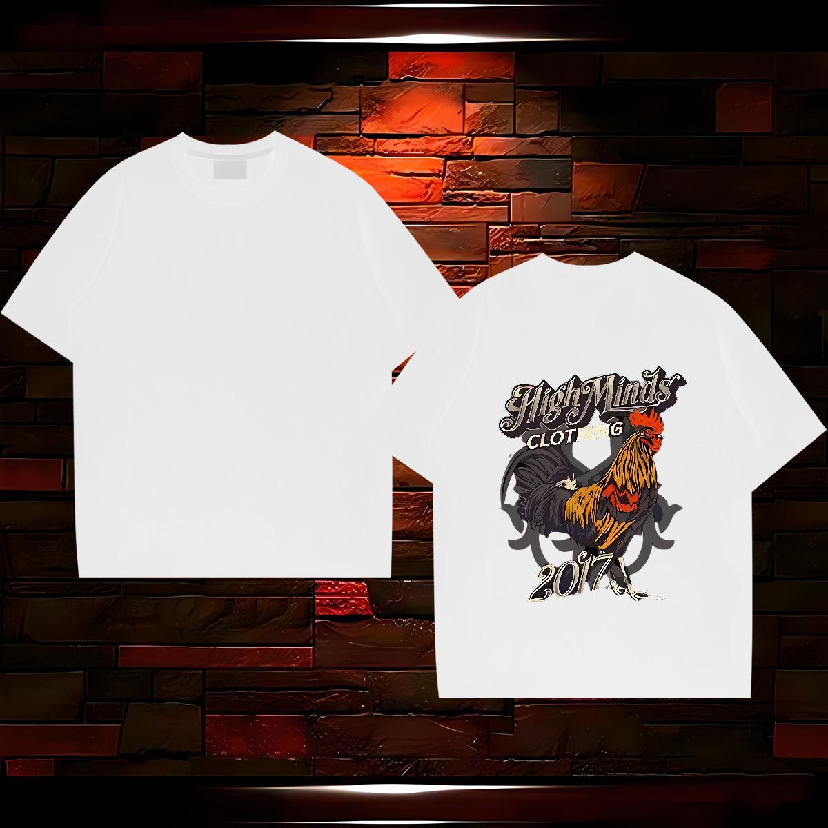 2024 Mens Tshirts chicken Casual 230g 100% Cotton Tops Tees Breathable Crew Neck TOP Quality Men T Shirts Plus Size Custom