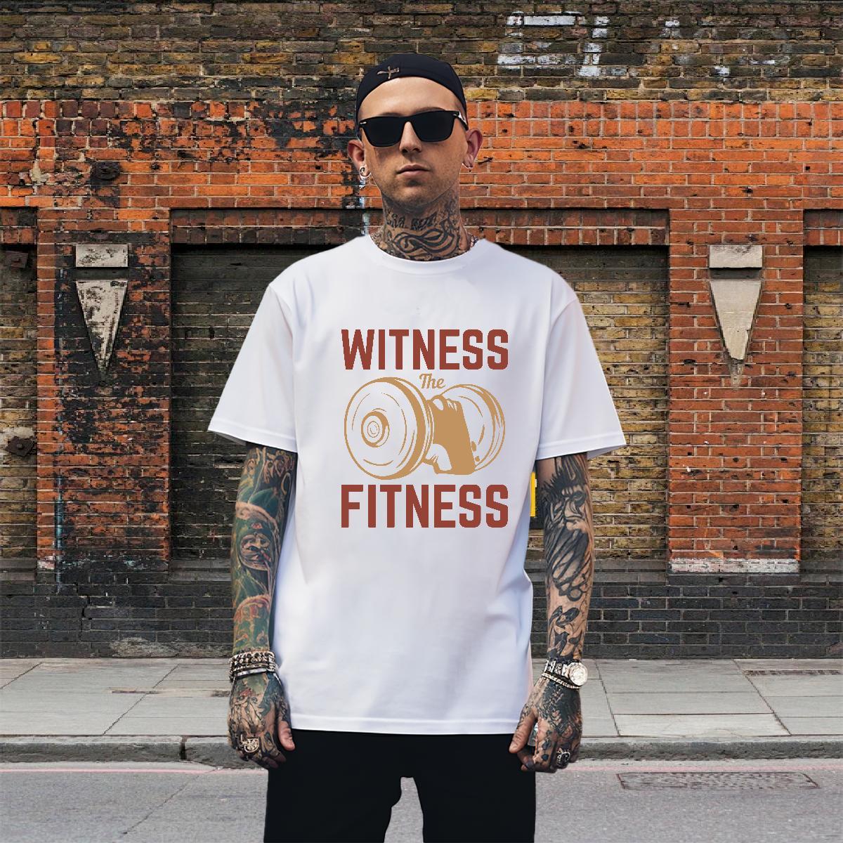Loose Tshirts Daily Outfit 100% Cotton 230g Skull Breathable Short Sleeve dumbbell T Shirt For Man DIY Tee Shirt
