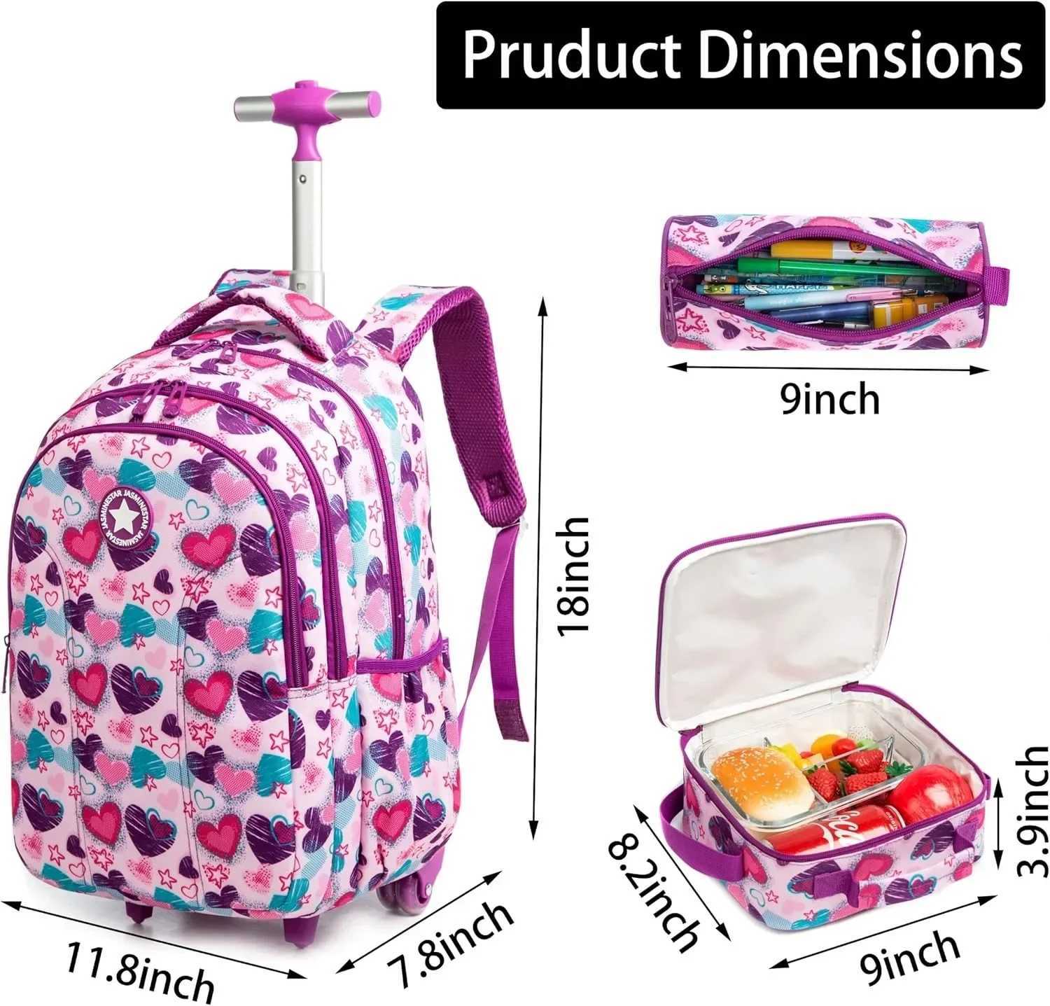 Childrens Wheeled Backpack Kids Trolley Bag on Wheels School Trolley Backpack for Boys Rolling Backpack with School Wheels Girl Y240820