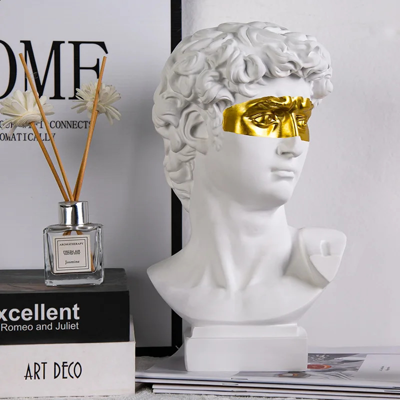 European Home Decoration David Head Resin Statue Modern Abstract Art Half body Sculpture Sketching Practice 240819